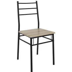 FAUSTIN - Ensemble Repas 4 Personnes Table et Chaises en MDF et Pieds Métal Noir