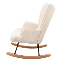 Fauteuil à Bascule, Fauteuil d'allaitement rembourré, Chaise à Bascule d'extérieur Ergonomique, 75 x 68 x 92cm, pour Salon, Beige