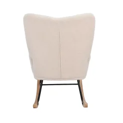 Fauteuil à Bascule, Rocking Chair, revêtement Bouclette, Fauteuil Allaitement, Chaise à Bascule,Beige