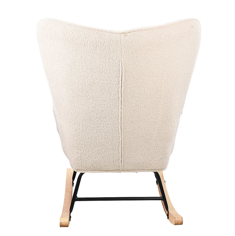 Fauteuil à Bascule,Fauteuil d'allaitement rembourré,pour Salon,Chambre à Coucher,Charge maximale,130 kg ,Beige,75 x 68 x 92 cm