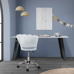 Fauteuil de bureau à roulettes bleu clair hauteur réglable chaise en velours