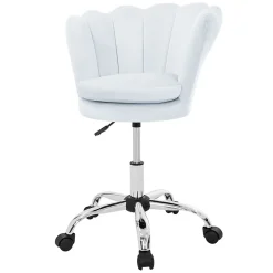 Fauteuil de bureau à roulettes bleu clair hauteur réglable chaise en velours