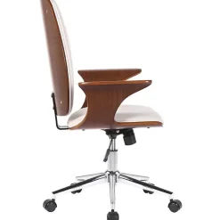Fauteuil de bureau Burbank CLP Noyer blanc similicuir pivotant