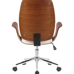 Fauteuil de bureau Burbank CLP Noyer blanc similicuir pivotant