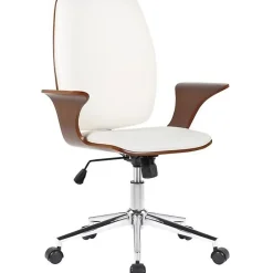Fauteuil de bureau Burbank CLP Noyer blanc similicuir pivotant