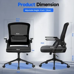 Fauteuil de Bureau, Chaise Ergonomique, pivotant, réglable en Hauteur