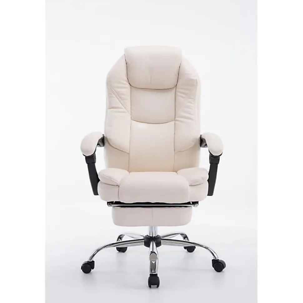 Fauteuil de bureau CLP Castle similicuir crème 100% PU 67x64 cm