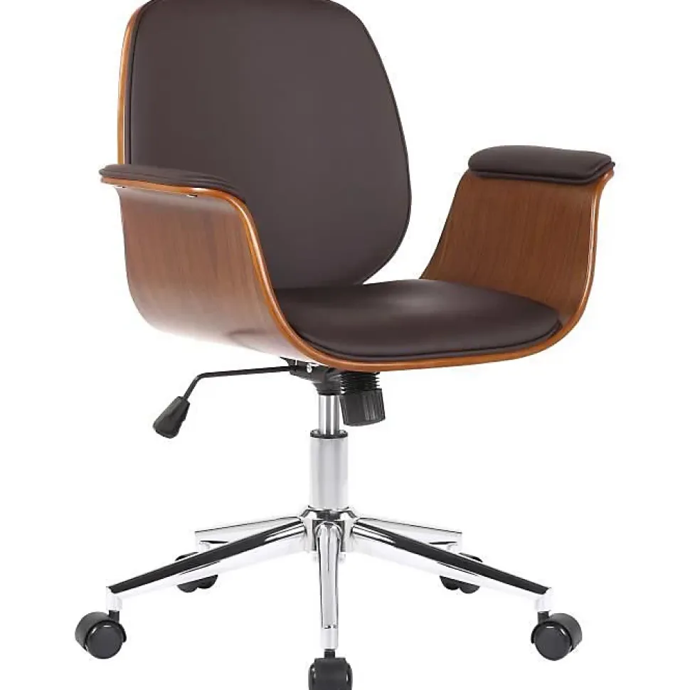 Fauteuil de bureau CLP Kemberg similicuir Noyer Marron