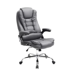 Fauteuil de bureau CLP Thor XXL Similicuir Gris réglable 5 roulettes