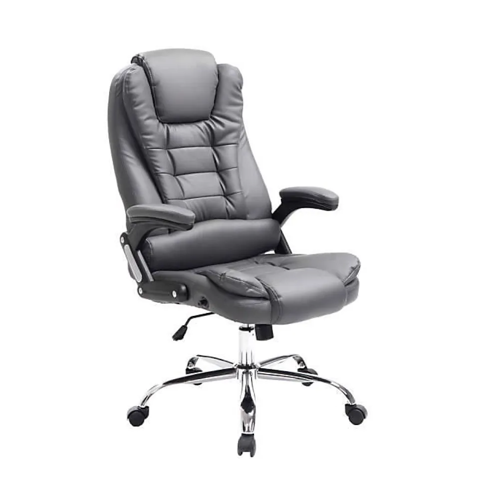 Fauteuil de bureau CLP Thor XXL Similicuir Gris réglable 5 roulettes