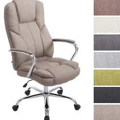 Fauteuil de bureau CLP Xanthos XXL tissu taupe 210 kg