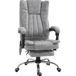 Fauteuil de bureau direction massant chauffant hauteur réglable dossier inclinable repose-pied revêtement synthétique gris