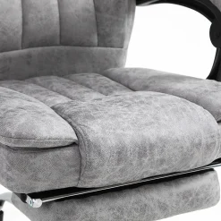 Fauteuil de bureau direction massant chauffant hauteur réglable dossier inclinable repose-pied revêtement synthétique gris