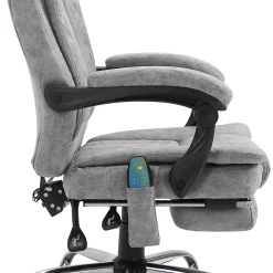 Fauteuil de bureau direction massant chauffant hauteur réglable dossier inclinable repose-pied revêtement synthétique gris