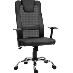 Fauteuil de Bureau Ergonomique - Chaise Pivotante avec Fonction Bascule et Réglage Hauteur, Confortable et Robuste 120 kg, PU Noir
