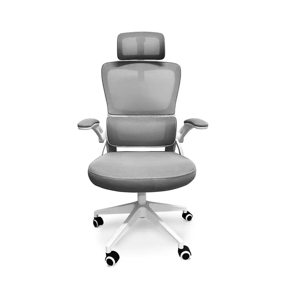 Fauteuil de bureau ergonomique Frankystar Lyn blanc avec appui-tête et support lombaire