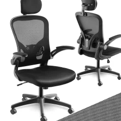 Fauteuil de bureau ergonomique soutien lombaire et appuie-tête noir