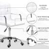 Fauteuil de Bureau Ergonomique - Chaise de Bureau Pivotante Réglable en Hauteur avec Rembourrage Confortable, PU PVC Blanc