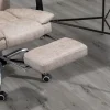 Fauteuil de Bureau Ergonomique - Chaise de Bureau Inclinable avec Repose-Pieds, Microfibre Douce, 63x71x118 cm, Beige
