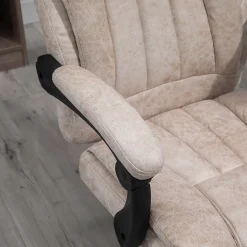 Fauteuil de Bureau Ergonomique - Chaise de Bureau Inclinable avec Repose-Pieds, Microfibre Douce, 63x71x118 cm, Beige