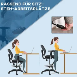Fauteuil de bureau ergonomique type, réglable, avec accoudoirs et repose-pieds, tissu mesh noir, pour bureau ou maison