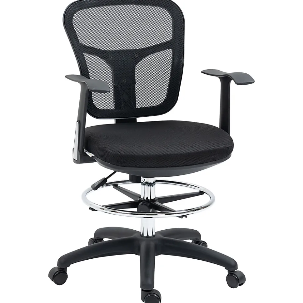 Fauteuil de bureau ergonomique type, réglable, avec accoudoirs et repose-pieds, tissu mesh noir, pour bureau ou maison