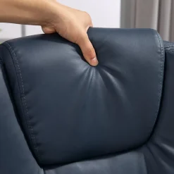 Fauteuil de Bureau Ergonomique avec Massage Vibrant, Repose-Pieds Réglable - PU Bleu, 67x67x121 cm