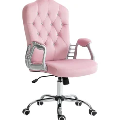 Fauteuil de bureau ergonomique - Chaise de bureau réglable inclinable, Confortable pour travail, Polyester, Rose, 61x61x114 cm