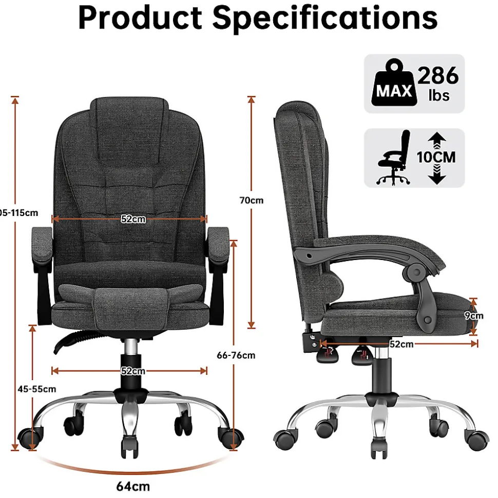 Fauteuil de bureau ergonomique avec dossier haut