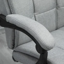 Fauteuil de Bureau Ergonomique avec Appui-Tête et Repose-Pieds - Réglable en Hauteur - Lin, 66x76x120 cm, Gris Clair