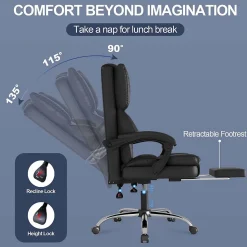 Fauteuil de bureau ergonomique H02-Noir