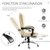 Fauteuil de bureau fauteuil manager grand confort réglable dossier inclinable repose-pied revêtement synthétique crème