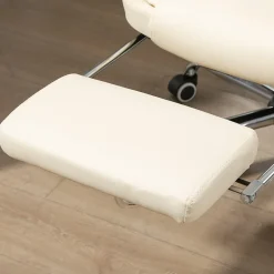 Fauteuil de bureau fauteuil manager grand confort réglable dossier inclinable repose-pied revêtement synthétique crème
