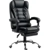 Fauteuil de bureau fauteuil manager grand confort réglable dossier inclinable repose-pied revêtement synthétique noir