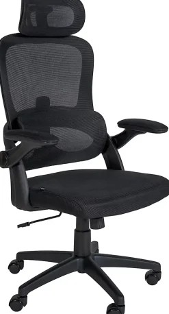 Fauteuil De Bureau Garston En Maille, Chaise De Travail Avec Appui-tête Soutien Lombaire, Hauteur Réglable Pivotant Noir