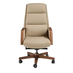 Fauteuil de bureau pivotant en similicuir vison