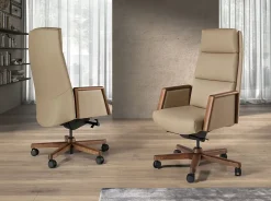 Fauteuil de bureau pivotant en similicuir vison