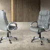 Fauteuil de bureau pivotante en simili-cuir gris