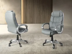 Fauteuil de bureau pivotante en simili-cuir gris