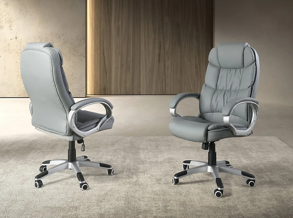 Fauteuil de bureau pivotante en simili-cuir gris