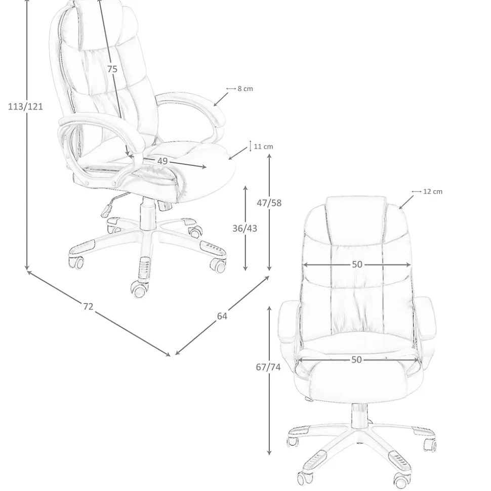 Fauteuil de bureau pivotante en simili-cuir gris