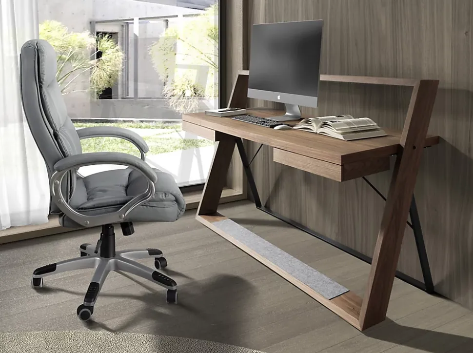 Fauteuil de bureau pivotante en simili-cuir gris