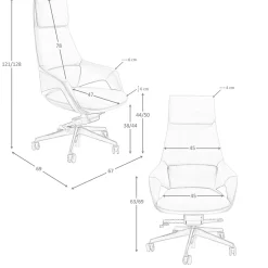 Fauteuil de bureau pivotant en similicuir marron