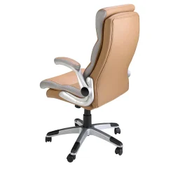Fauteuil de Bureau Pivotant en Similicuir Marron avec Accoudoirs Confortables