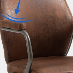 Fauteuil De Bureau Pocatello en Similicuir, Hauteur Réglable Et Siège Pivotant, Accoudoirs, Piètement Métal Cognac
