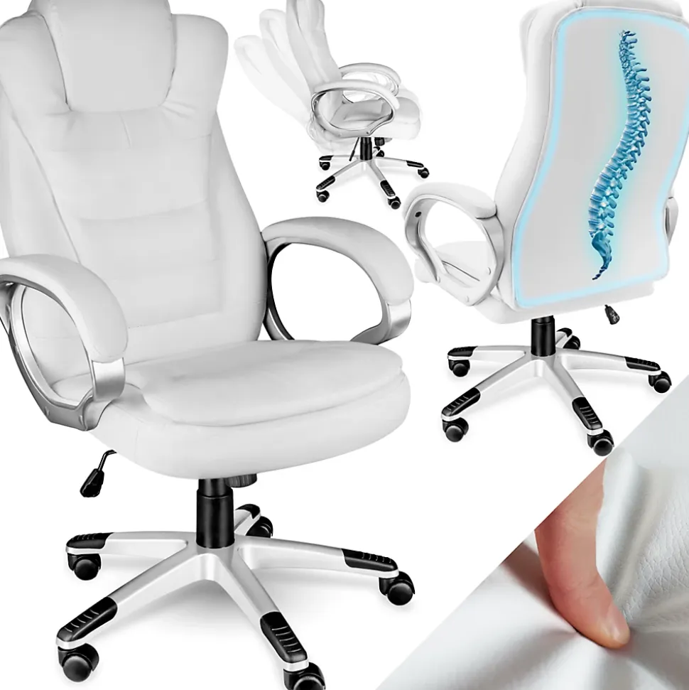 Fauteuil de bureau Rotatif à 360 et réglable en hauteur blanc