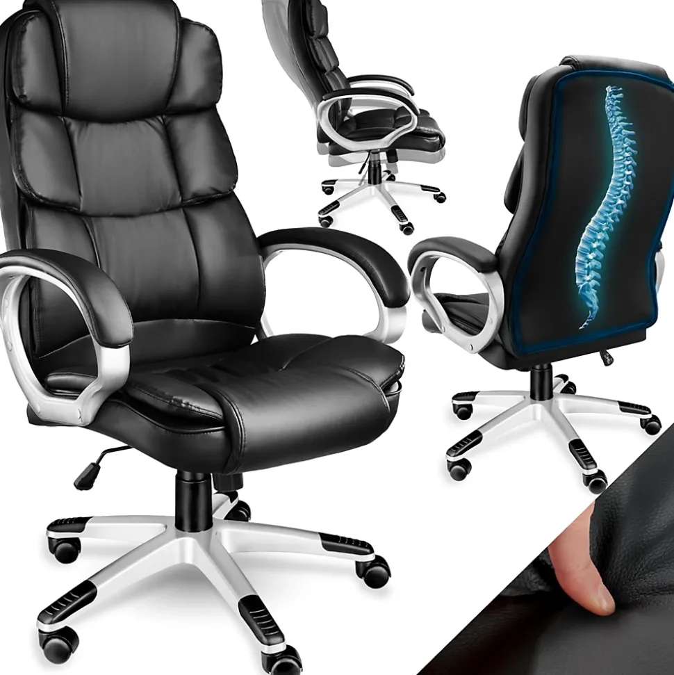 Fauteuil de direction rotatif à 360 réglable avec accoudoirs noir