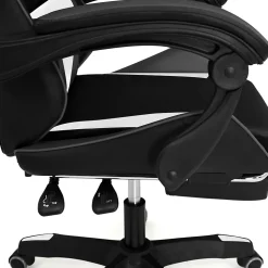 Fauteuil de gaming ALEX réglable avec repose-pied, coussin de tête et coussin lombaire noir blanc et gris