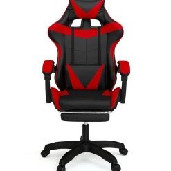 Fauteuil de gaming ALEX réglable avec repose-pied, coussin de tête et coussin lombaire noir et rouge