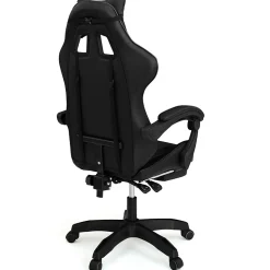 Fauteuil de gaming ALEX réglable avec repose-pied, coussin de tête et coussin lombaire noir